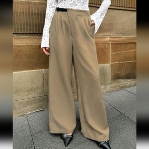 Women's Solid Color Pleated Wide Leg Loose Casual Pants